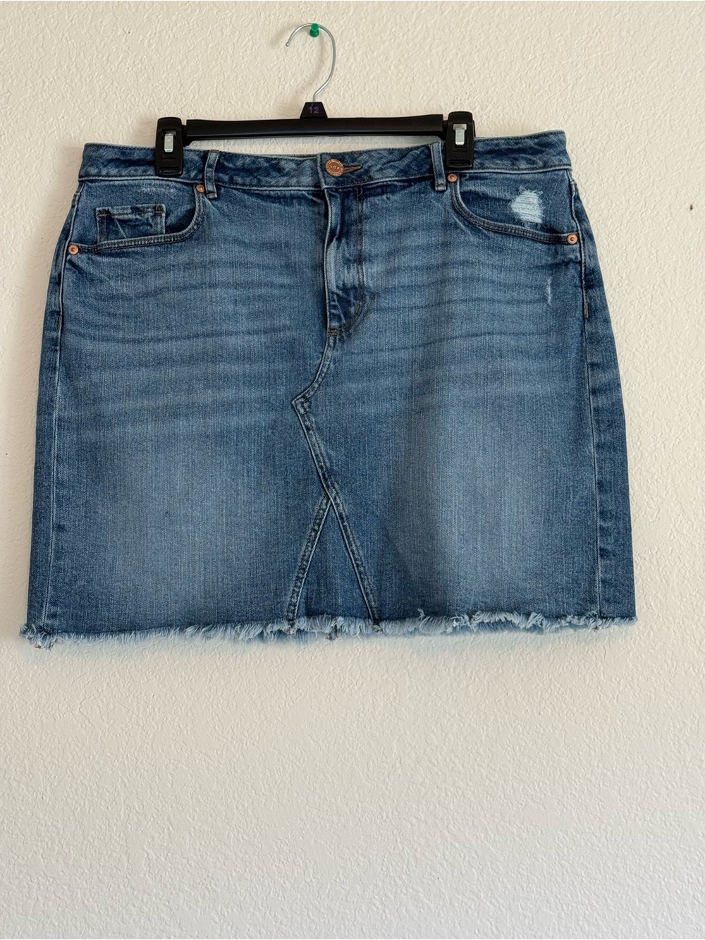 Loft Distressed Blue Denim Mini Skirt - Women's